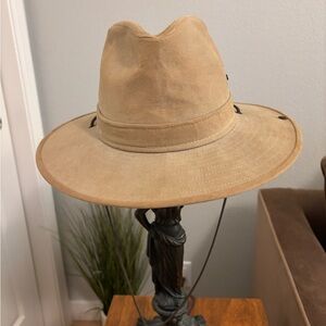 Tan Wide Brim Fedora Hat